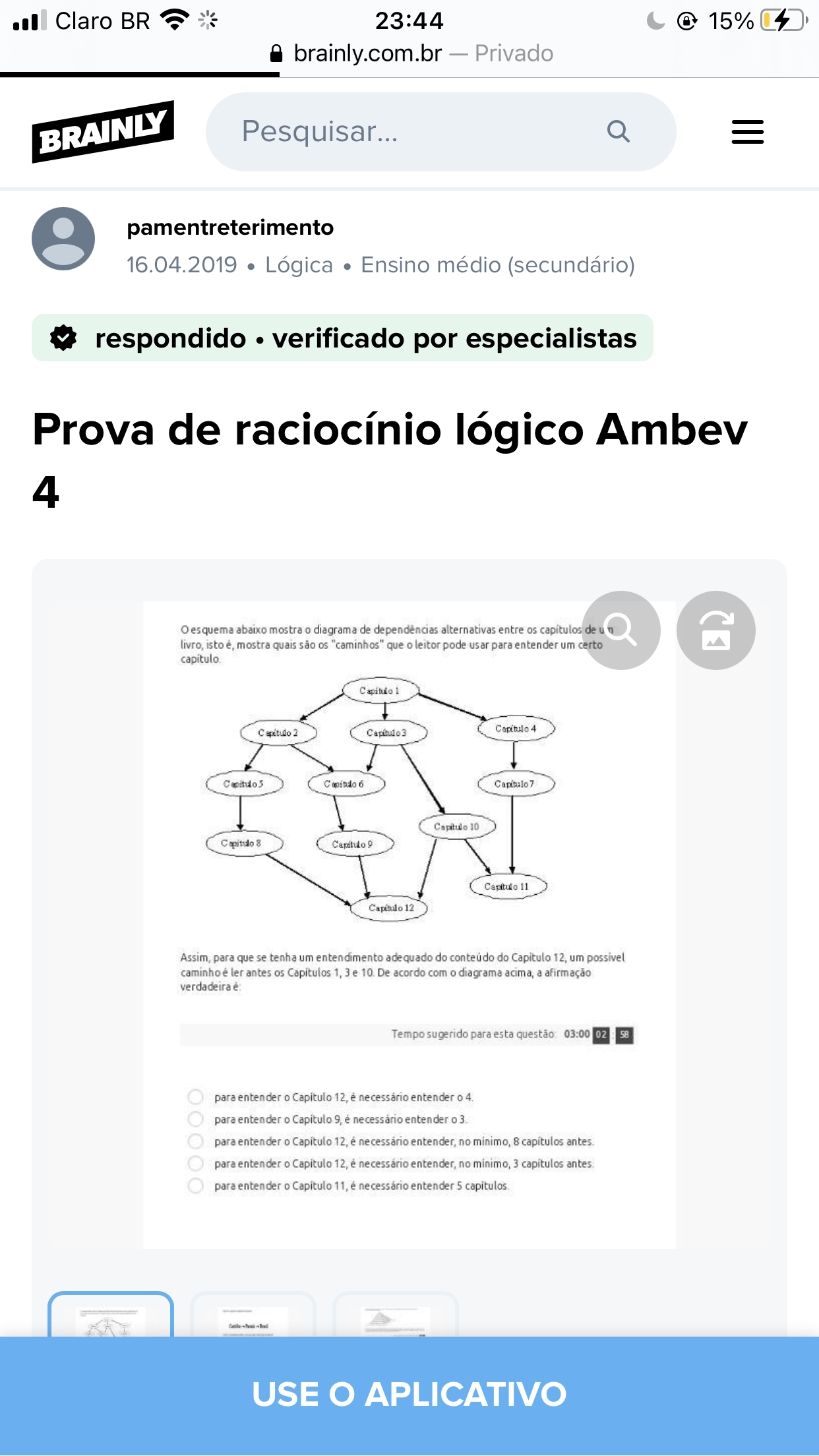 teste ambev - Raciocínio