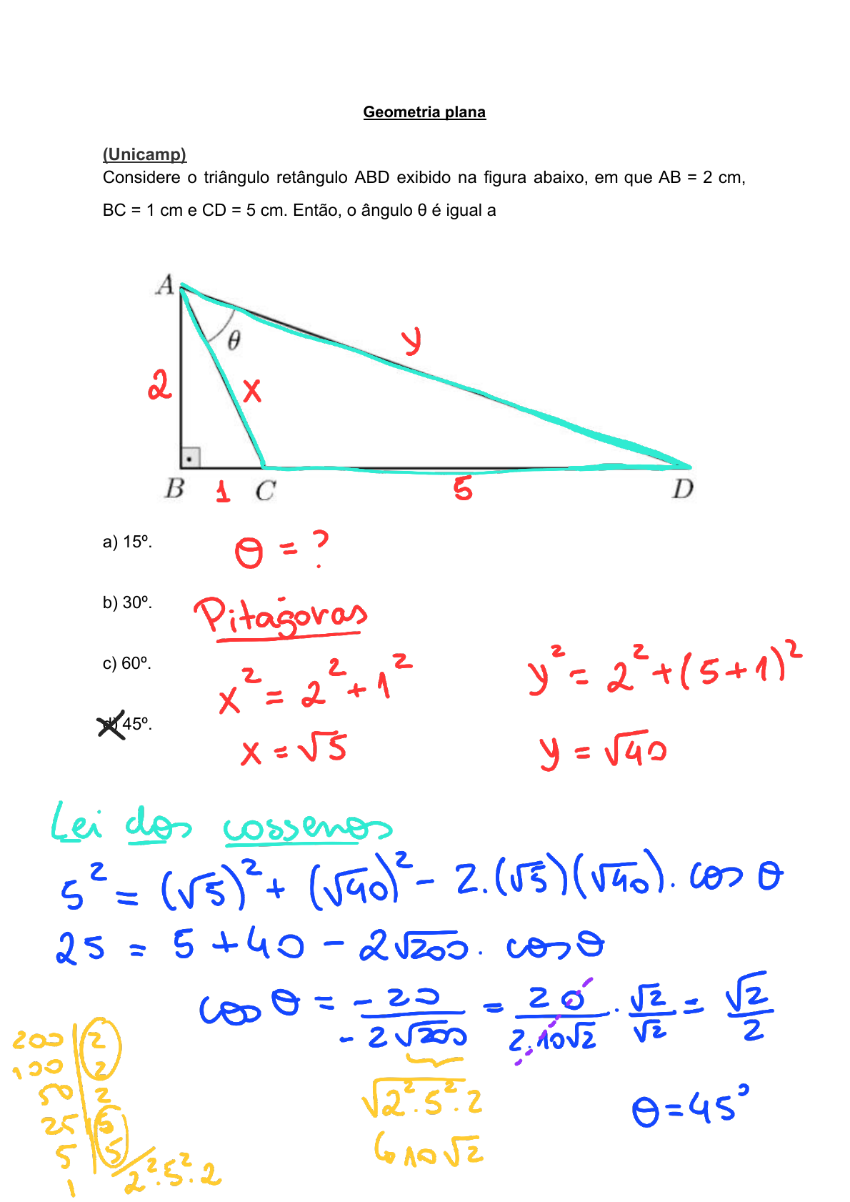 Exercícios De Geometria Plana - Triângulo - Matemática