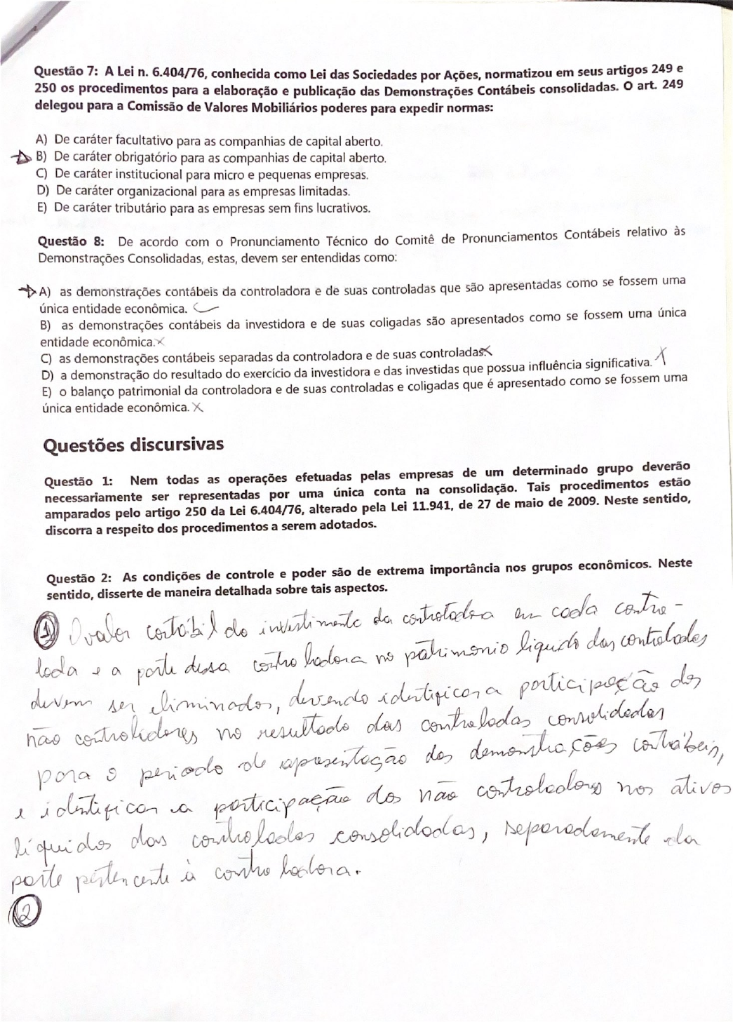 prova Contabilidade avancada unip Contabilidade Avançada