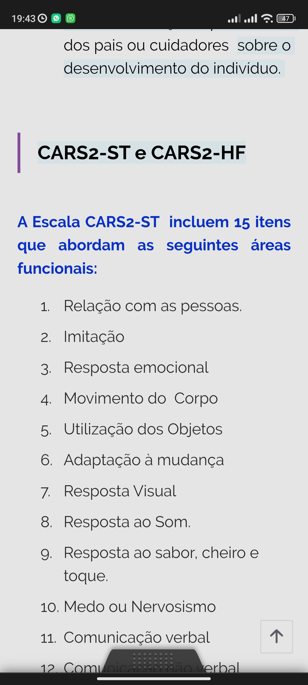 Escala Cars Educa O Inclusiva