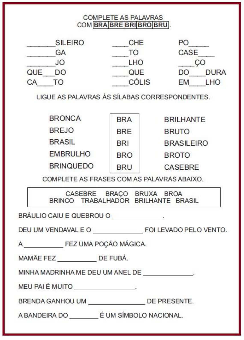 sílabas complexas r intercalado - Português