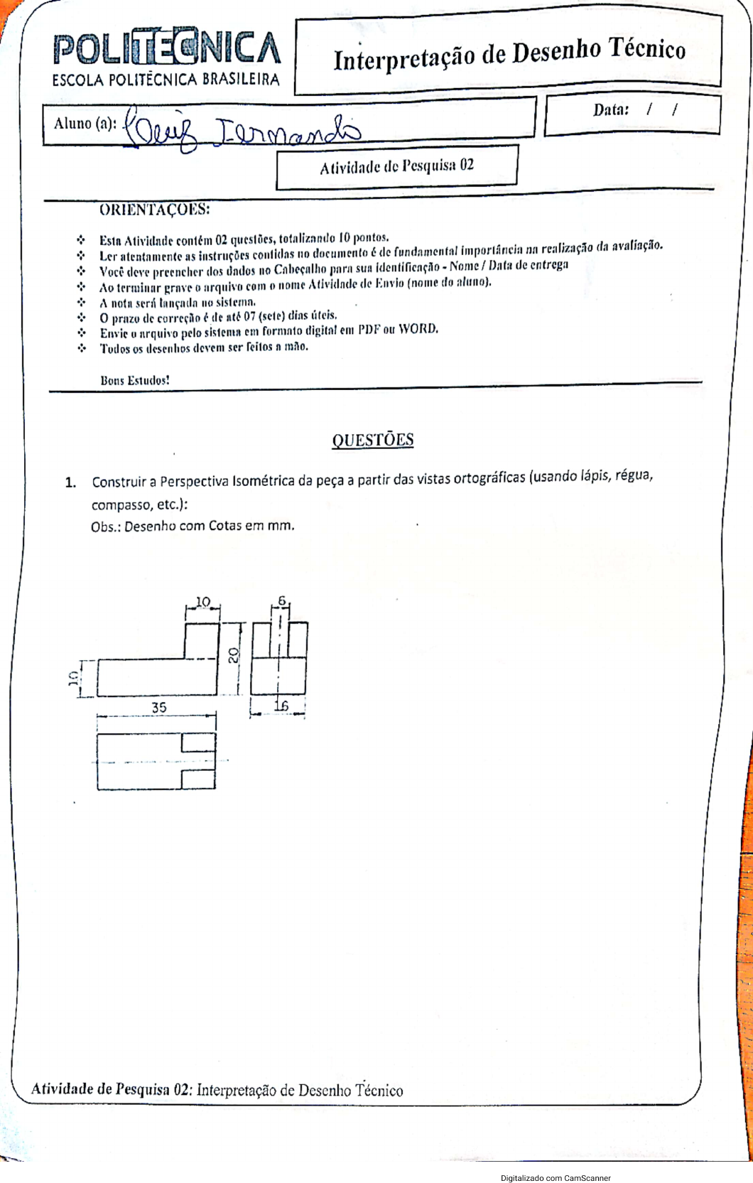 Interpretação De Desenho Técnico Desenho Técnico I 2187