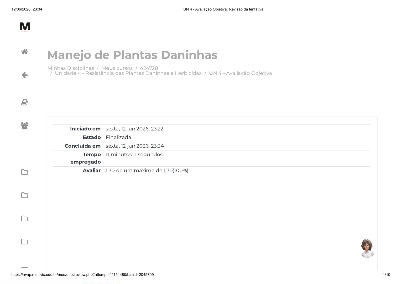 Grátis: UN 4 - Avaliação Objetiva Revisão da tentativa - Questões