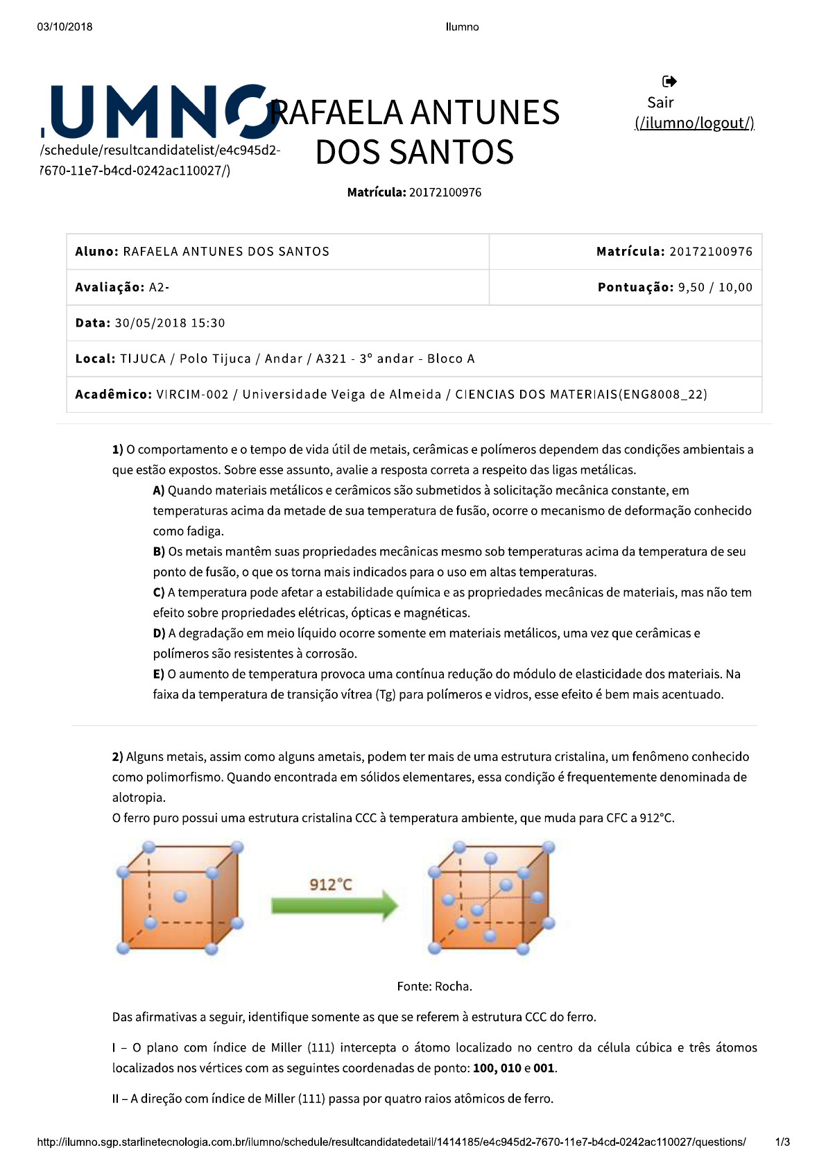 Ciencias Dos Materiais PROVA - Ciência Dos Materiais