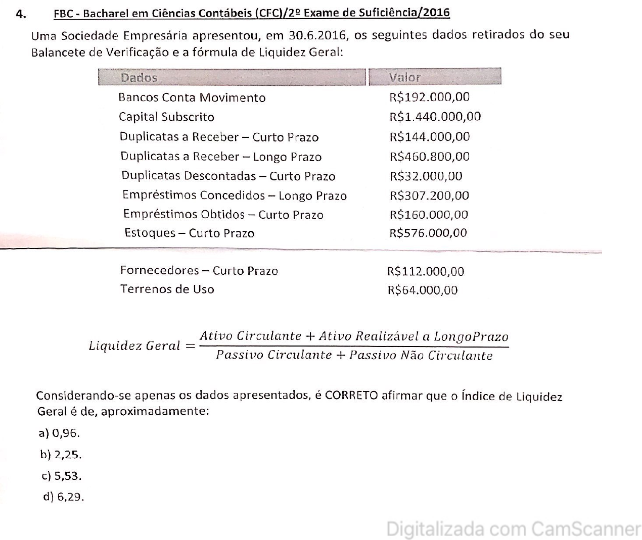 4. Exercícios - Administração Financeira