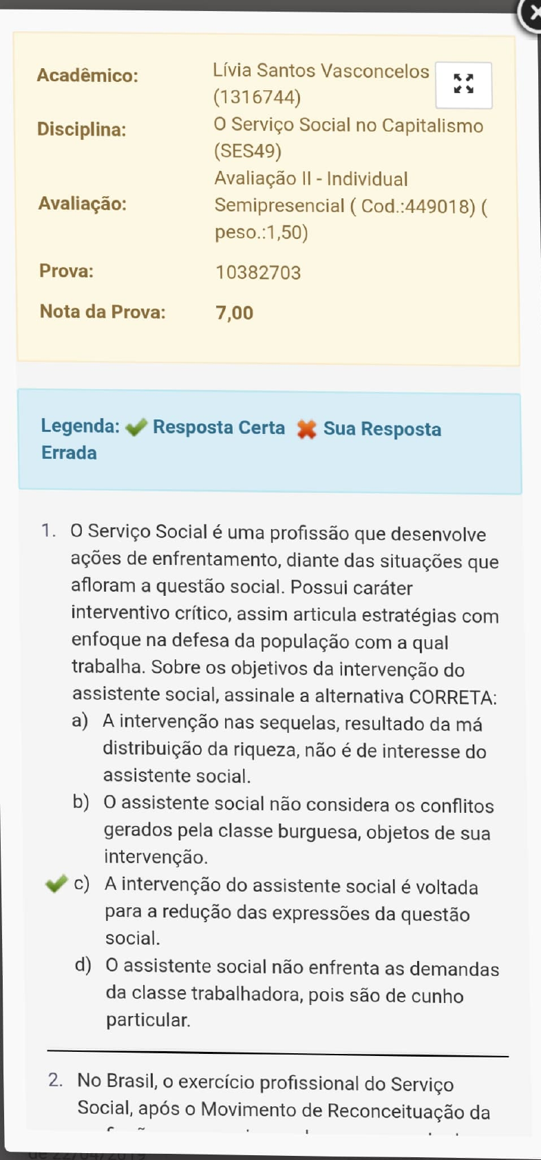 AVALIAÇÃO FINAL O Serviço Social no Capitalismo - O Serviço Social