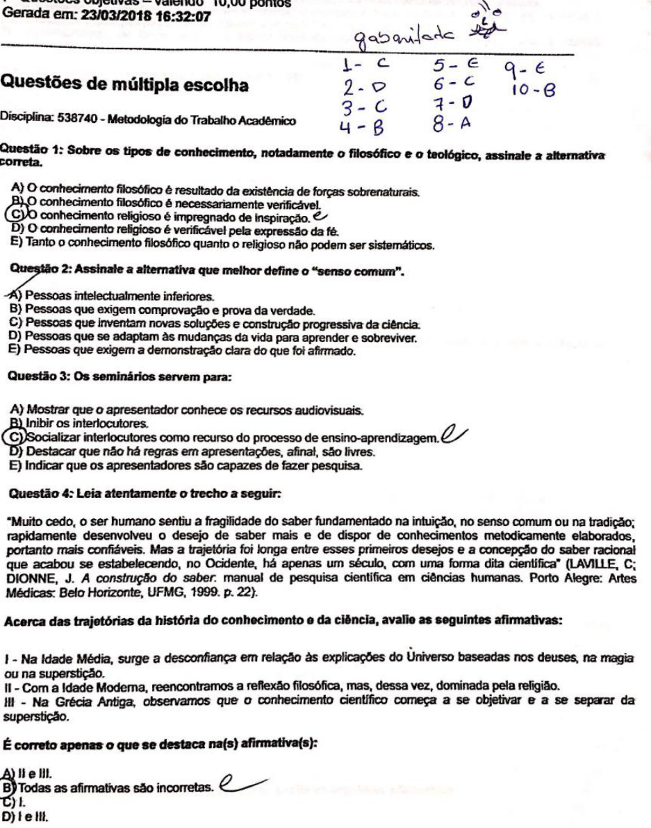 Prova Unip Metodologia Do Trabalho Academico Revoeduca