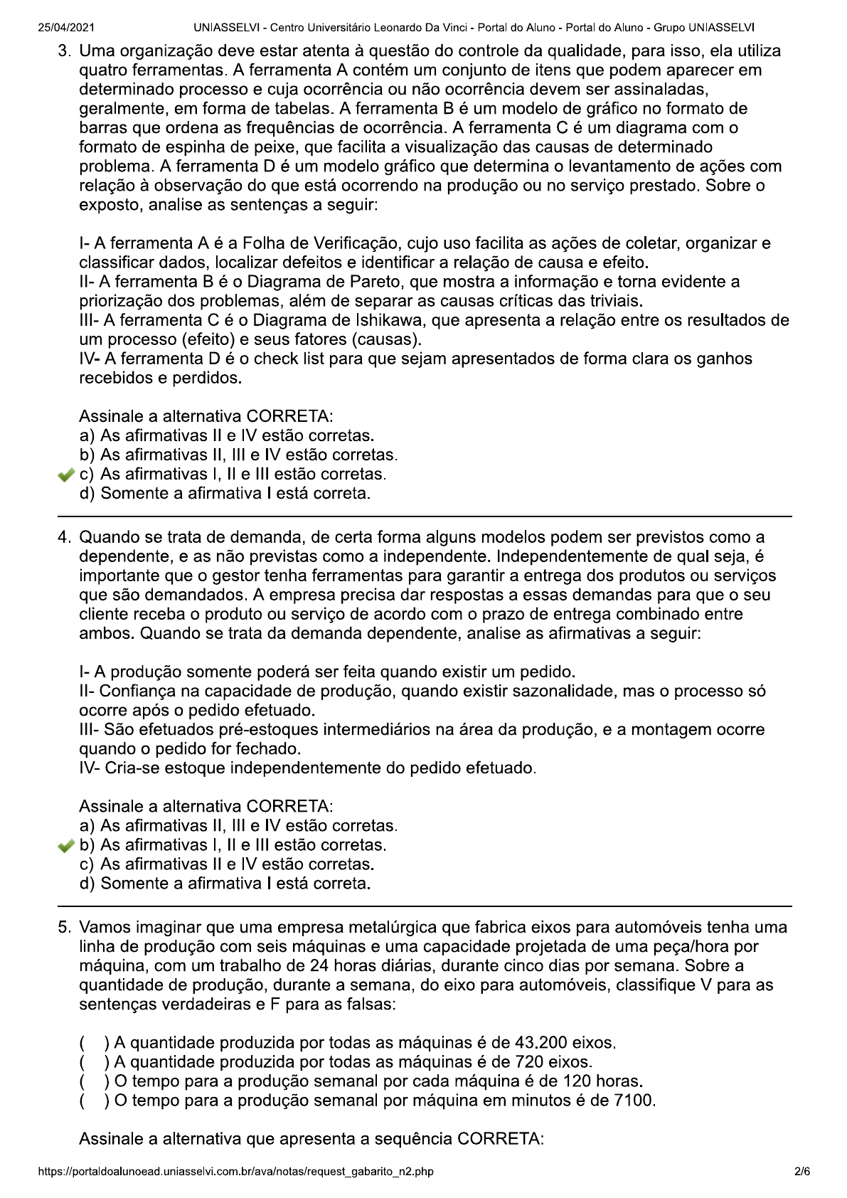 Administração Da Produção Avaliação Final Objetiva Administração Da Produção 6860