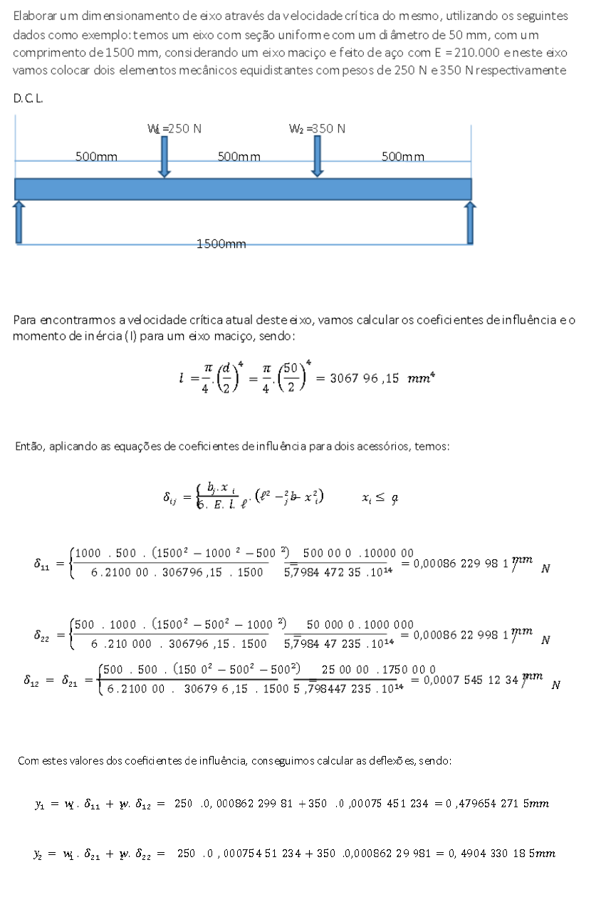 CALCULO DA VELOCIDADE CRITICA Elementos De Maquina