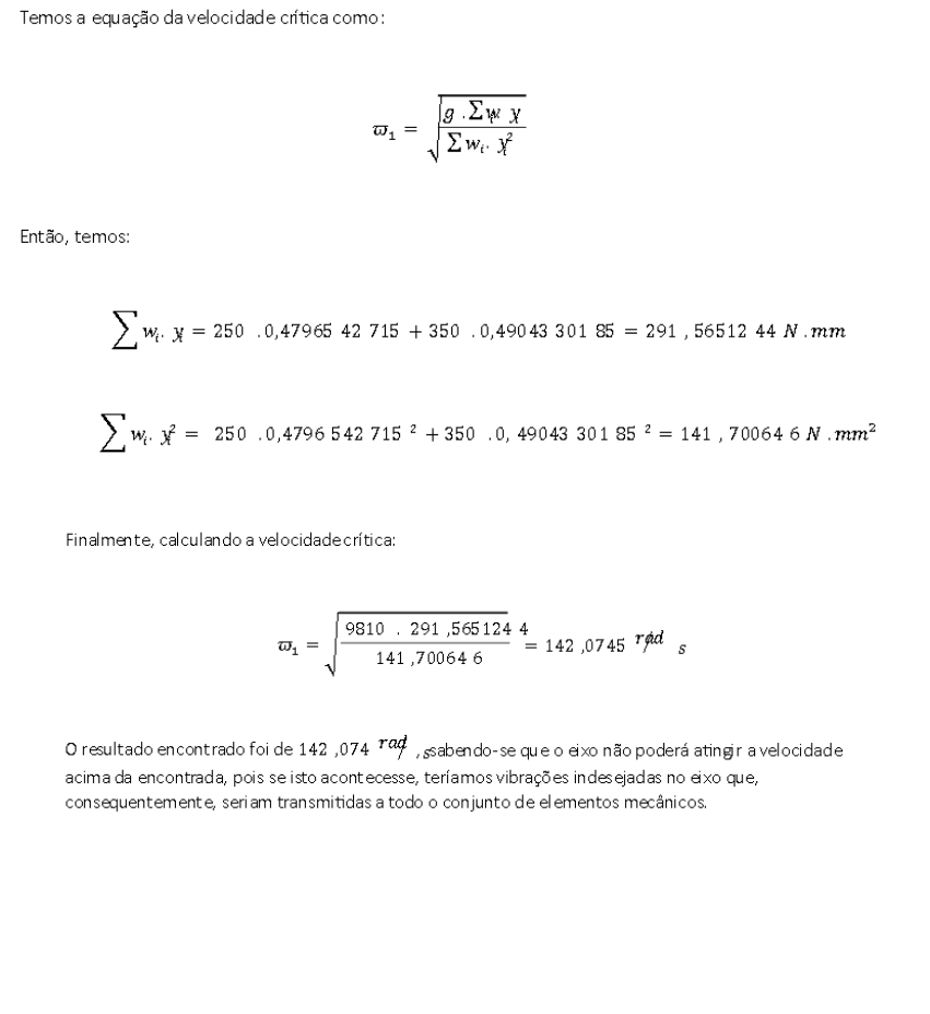 CALCULO DA VELOCIDADE CRITICA Elementos De Maquina