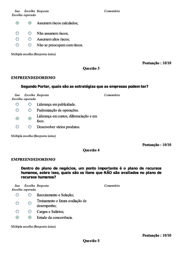 PROVA DE EMPREENDEDORISMO. - Empreendedorismo