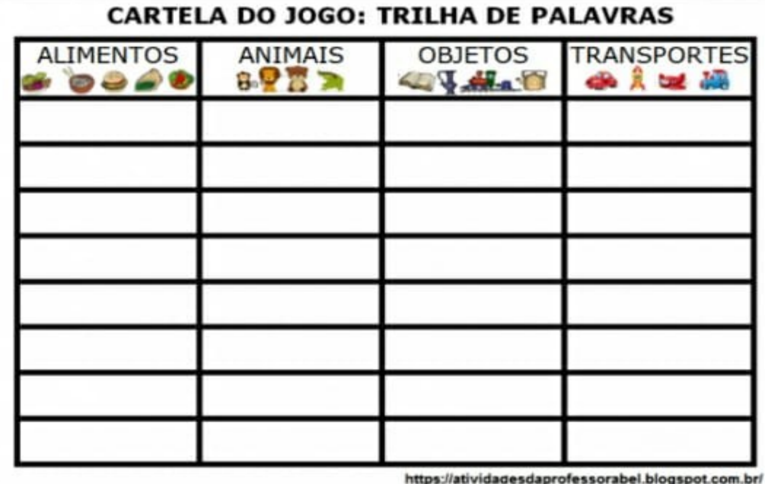 Jogo pedagógico - Trilha das palavras 