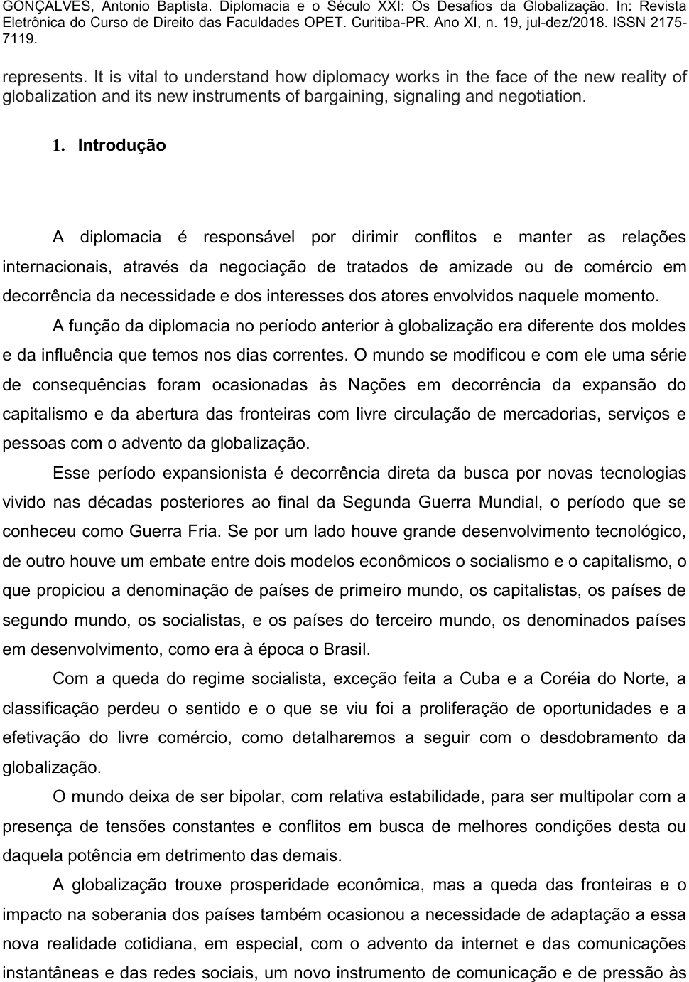 Diplomacia e o século 21-Os esafios da globalização - Globalização