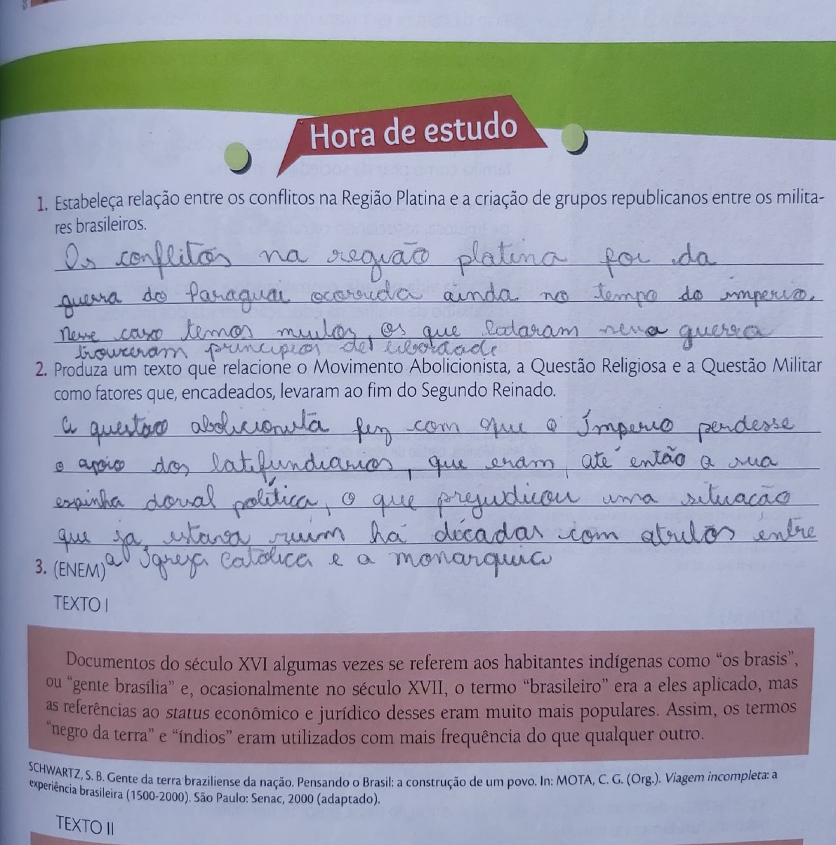 2º. Estabeleça relações entre os Textos 1 e 2 e, se possível, com