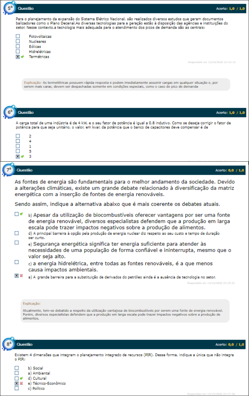 Simulado De Planejamento Energético - Planejamento Energético