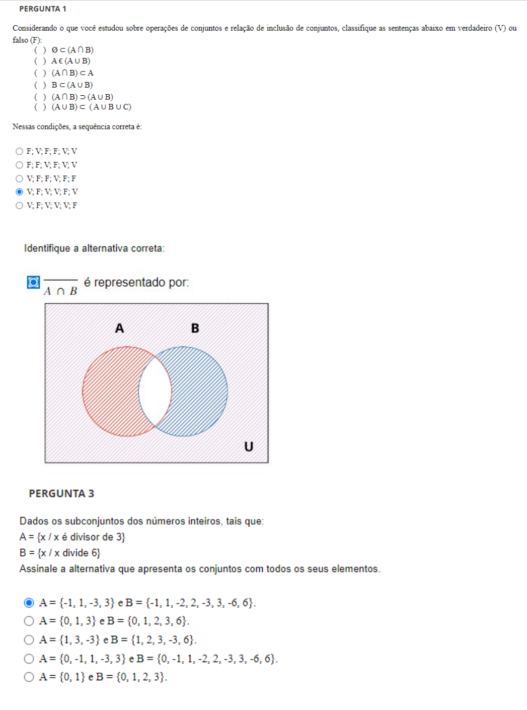 UNIVESP - Semana 1 - Quiz Objeto Educacional - Matemática Básica - Matemática  Básica