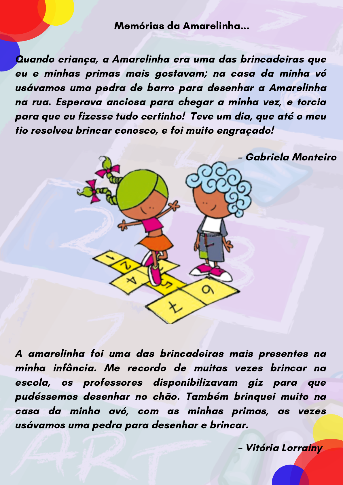 Amarelinha- Historia da Educacao - Didática