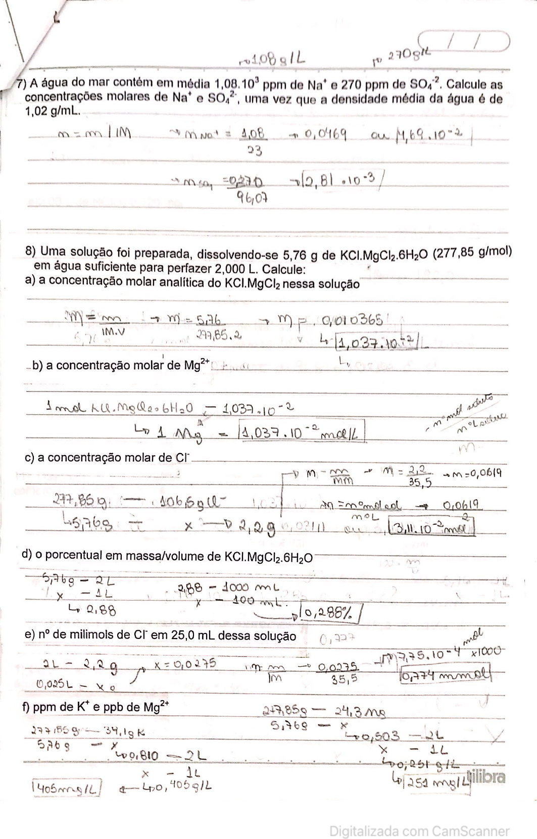 Exercícios Química Analítica 5 Listas Química Analítica I