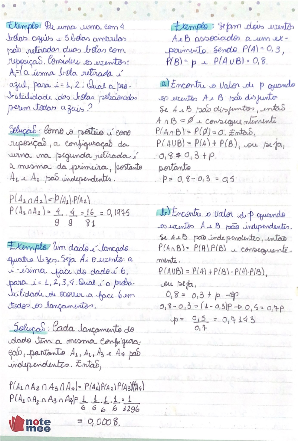 Probabilidade da Intersecção de Eventos (Teorema do Produto). #matemat