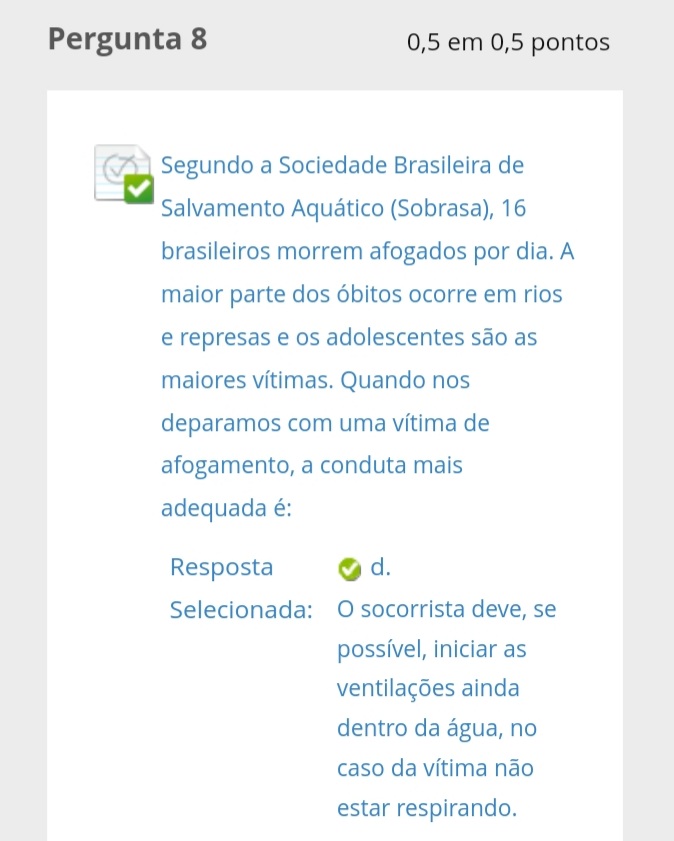 Question Rio Unidade Ii Pergunta Primeiros Socorros