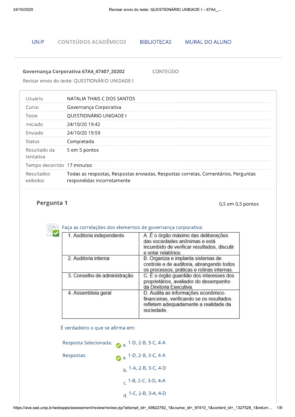 Questionário em Governança Corporativa - Governança Corporativa