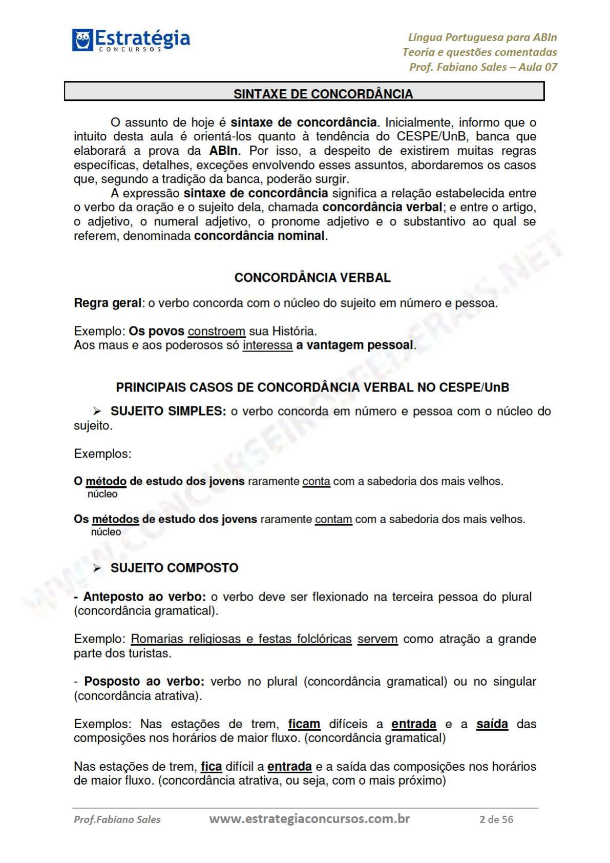 Concurso Transpetro: aula de Português  Concordância verbal: de A a Z 