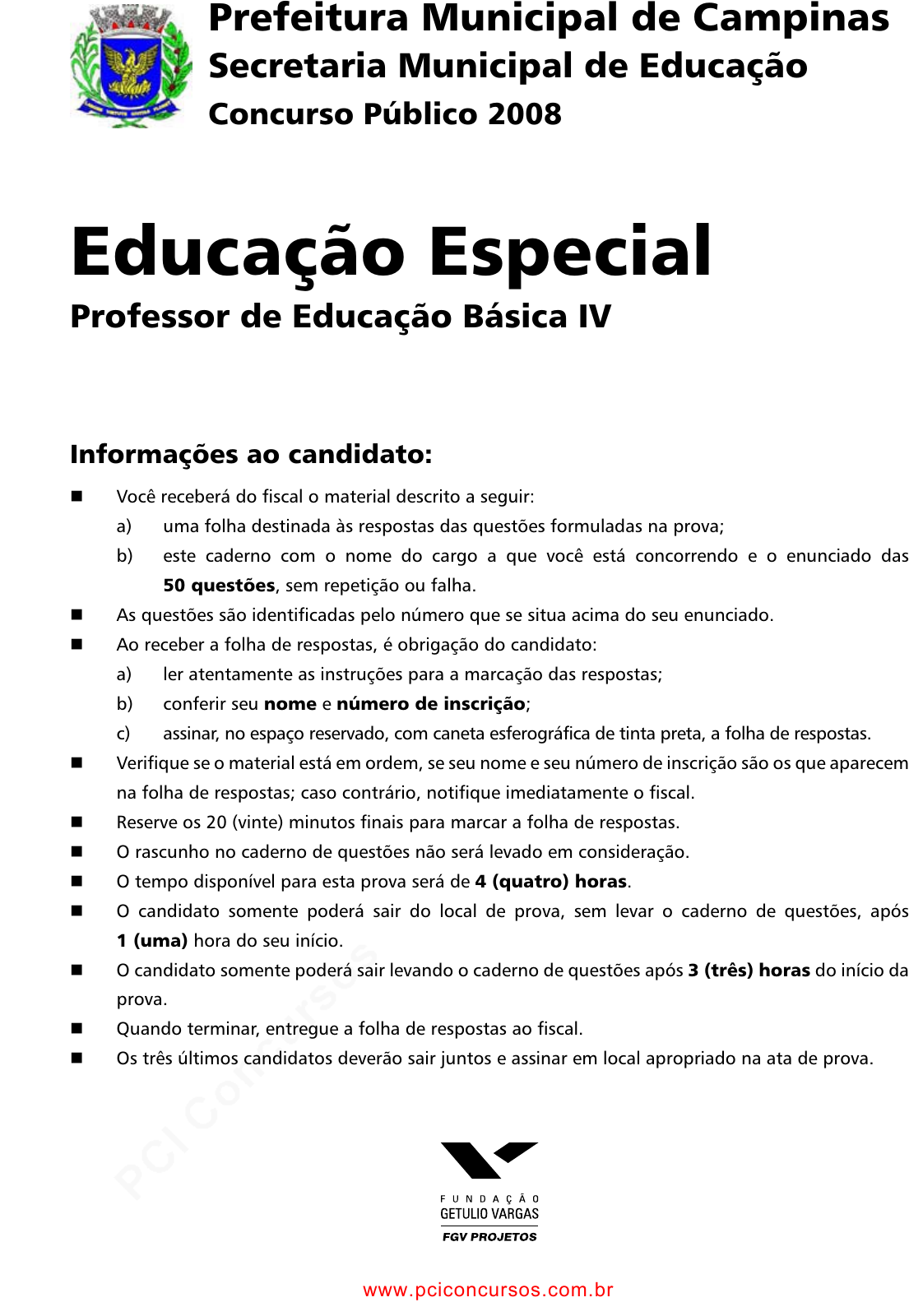 PROVA OBJETIVA EDUCAÇÃO BÁSICA II- Educação Especial /Deficiência