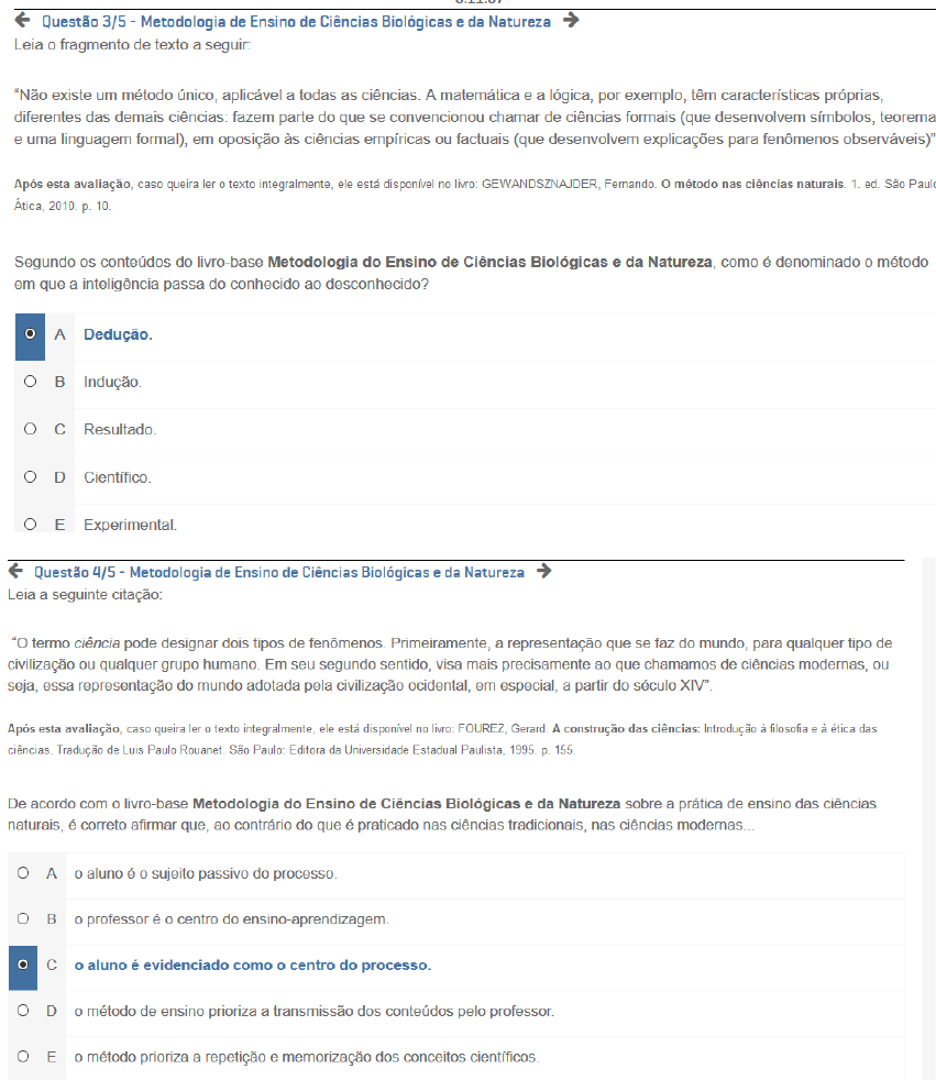 Apol Metodologia Do Ensino De Ciencias Biologicas E Da Natureza