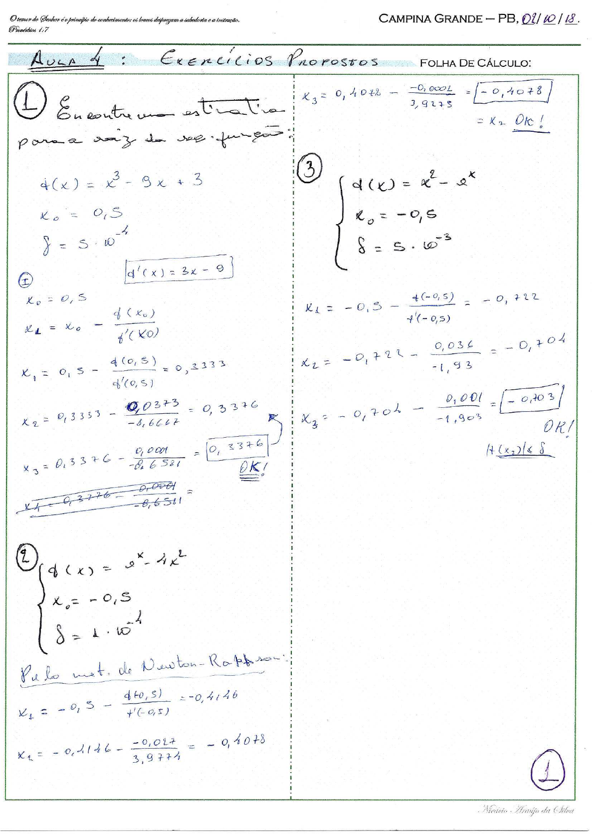 exercicios de calculo nao resolvidos, Exercícios Cálculo