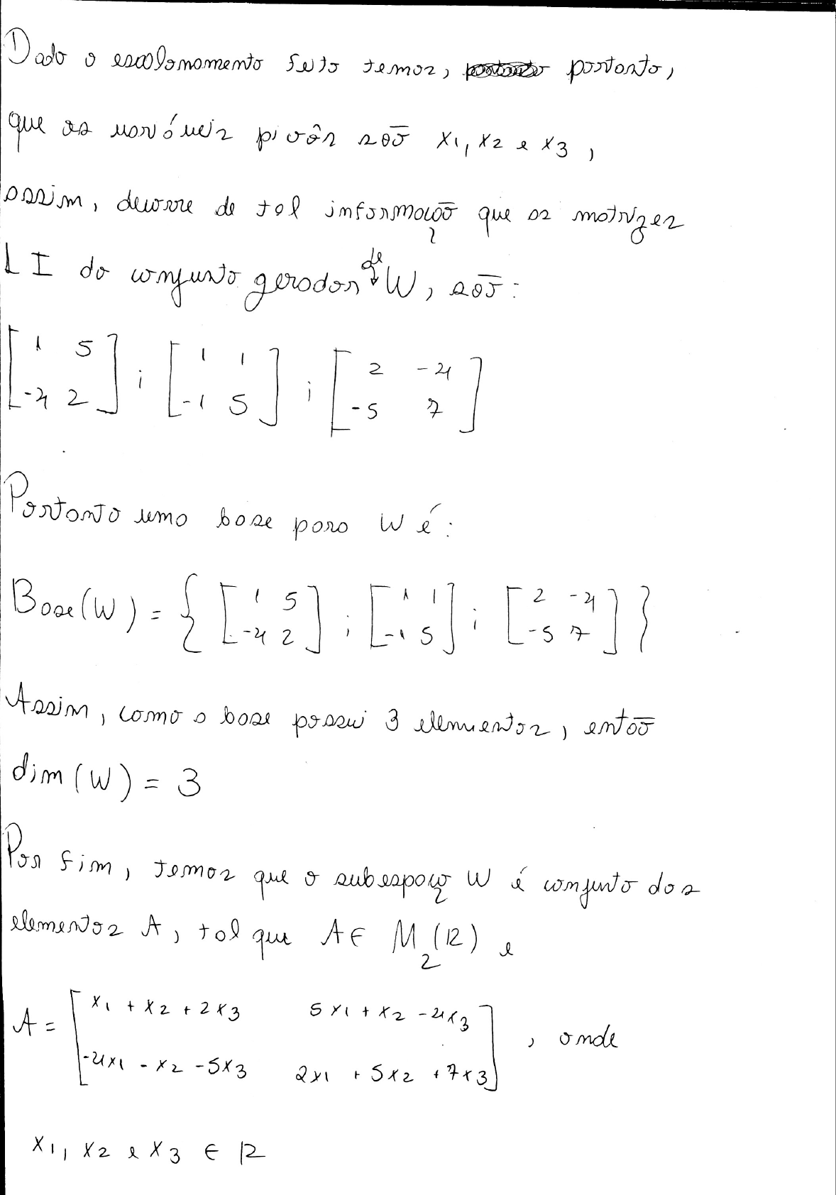 Álgebra Linear - Exercício - Álgebra Linear I