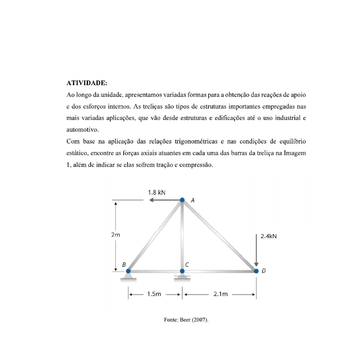 ATIVIDADE 01 - TEORIA DAS ESTRUTURAS - Teorias Das Estruturas