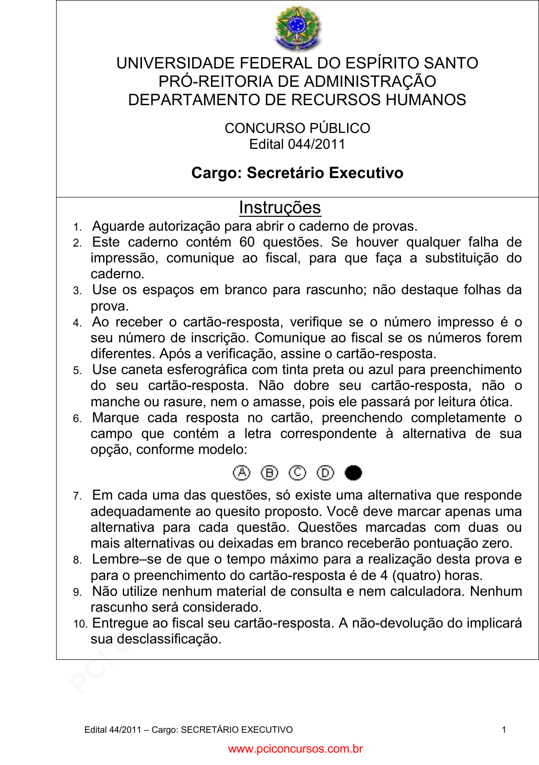 Prova UFES - UFES - 2011 - para Auxiliar em Administração.pdf - Provas de  Concursos Públicos