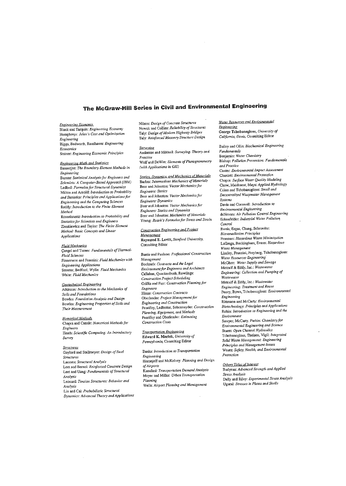 Sawyer, C and McCarty, P and Parkin, G 2003 Chemistry for