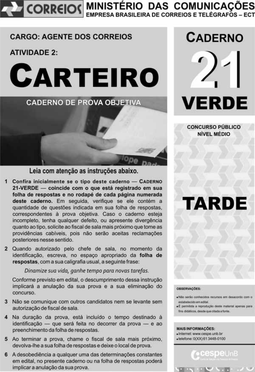 Agente de Correios Atividade Carteiro Hertz Concursos