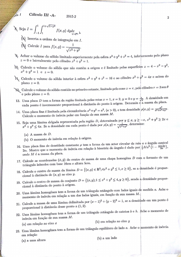 Calculo Iii Resolucao Da Lista 1 Gabarito Uff Calculo Iii