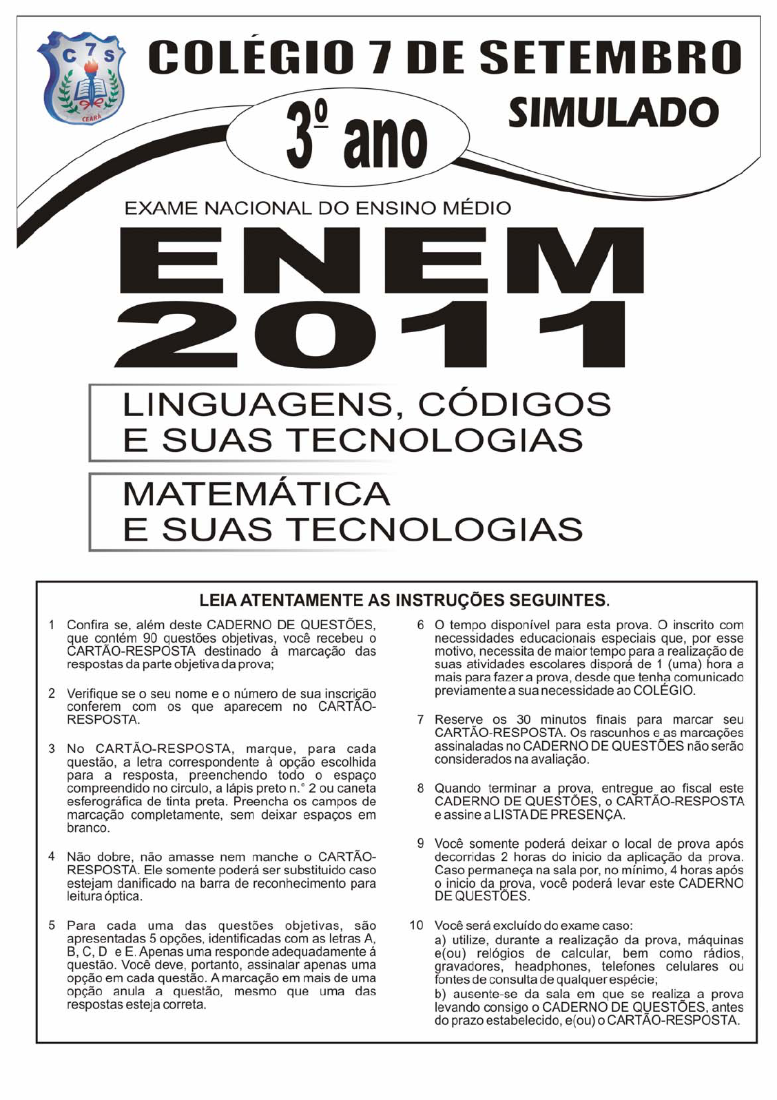 SIMULADO PROVA BRASIL 2011 (MODELO TESTE) - MATEMÁTICA