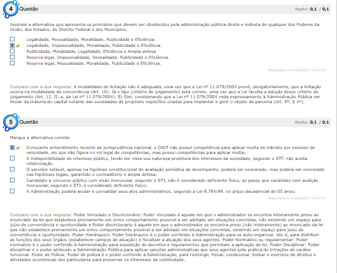 Avaliando Aprendizado Direito Administrativo - Direito Administrativo I