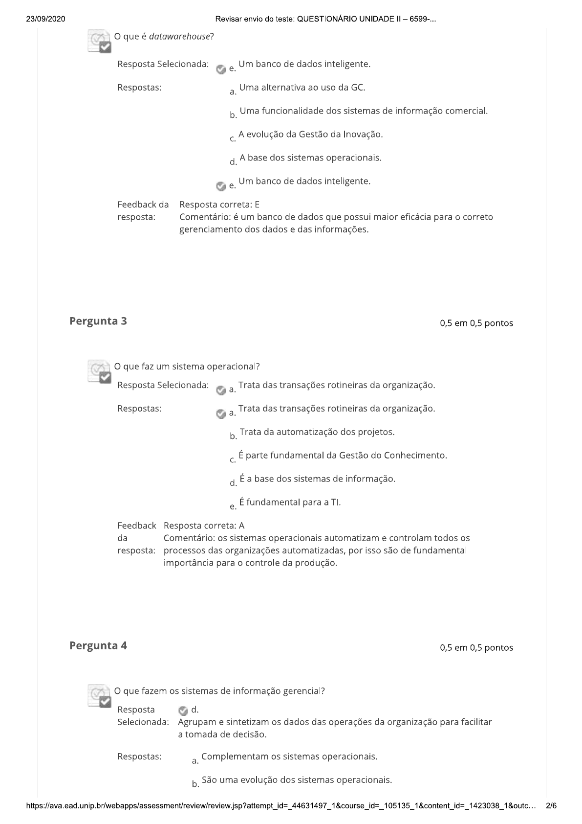 Questionário - Estudos Disciplinares VII - Uni 2 - Estudos Disciplinares I