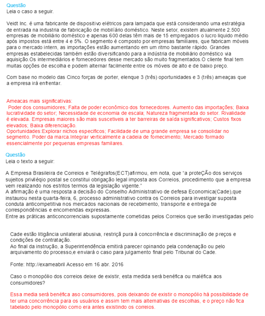 Prova Discursiva Administração Estrategica E Analise Economica
