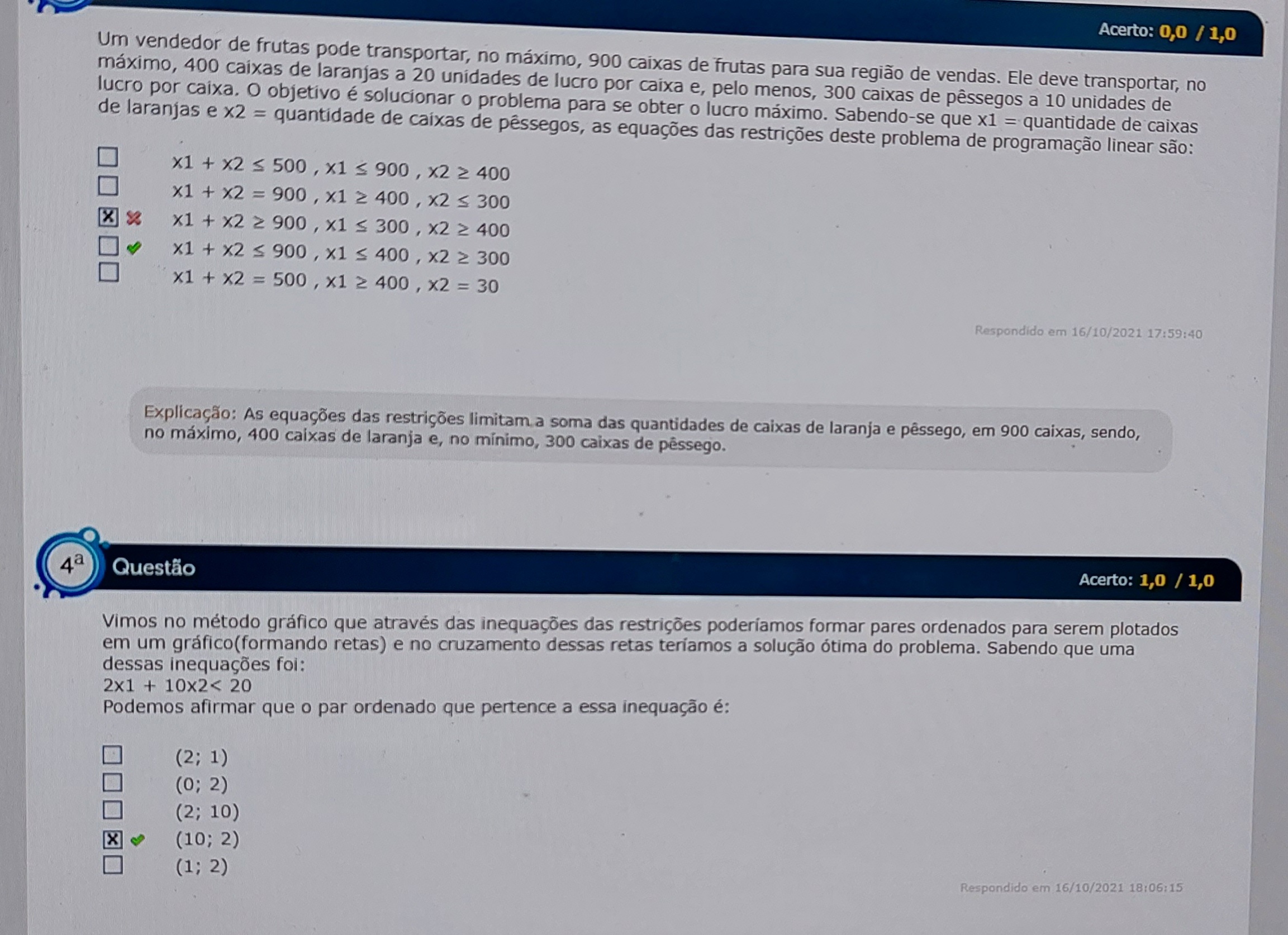 Simulado AV - Métodos Quantitativos Para Tomada De Decisão