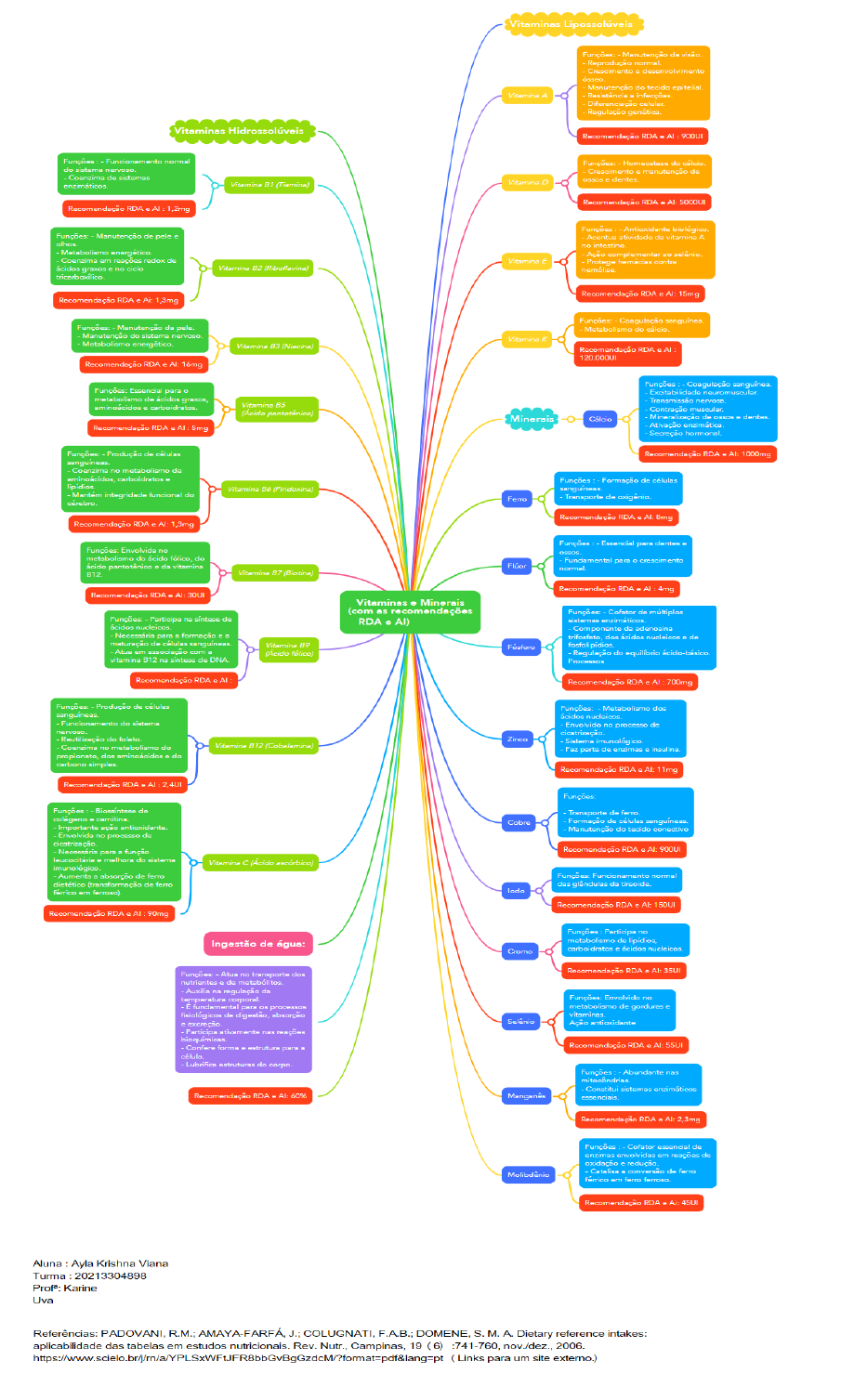 Mapa Mental Vitaminas Nutrição Humana 6973