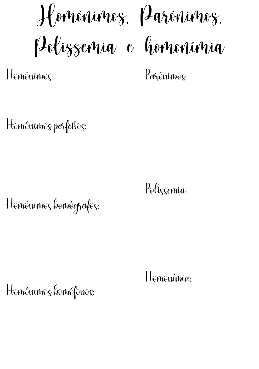 Homonímia e Polissemia - Português