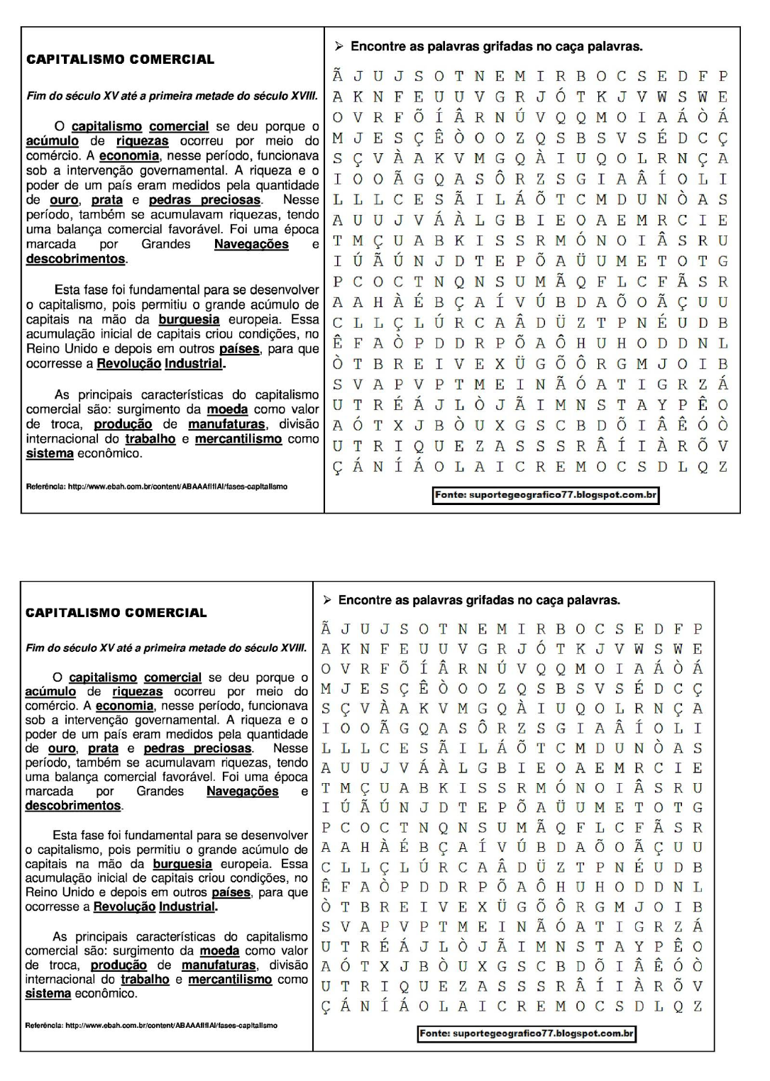 Capitalismo caça palavras - Geografia