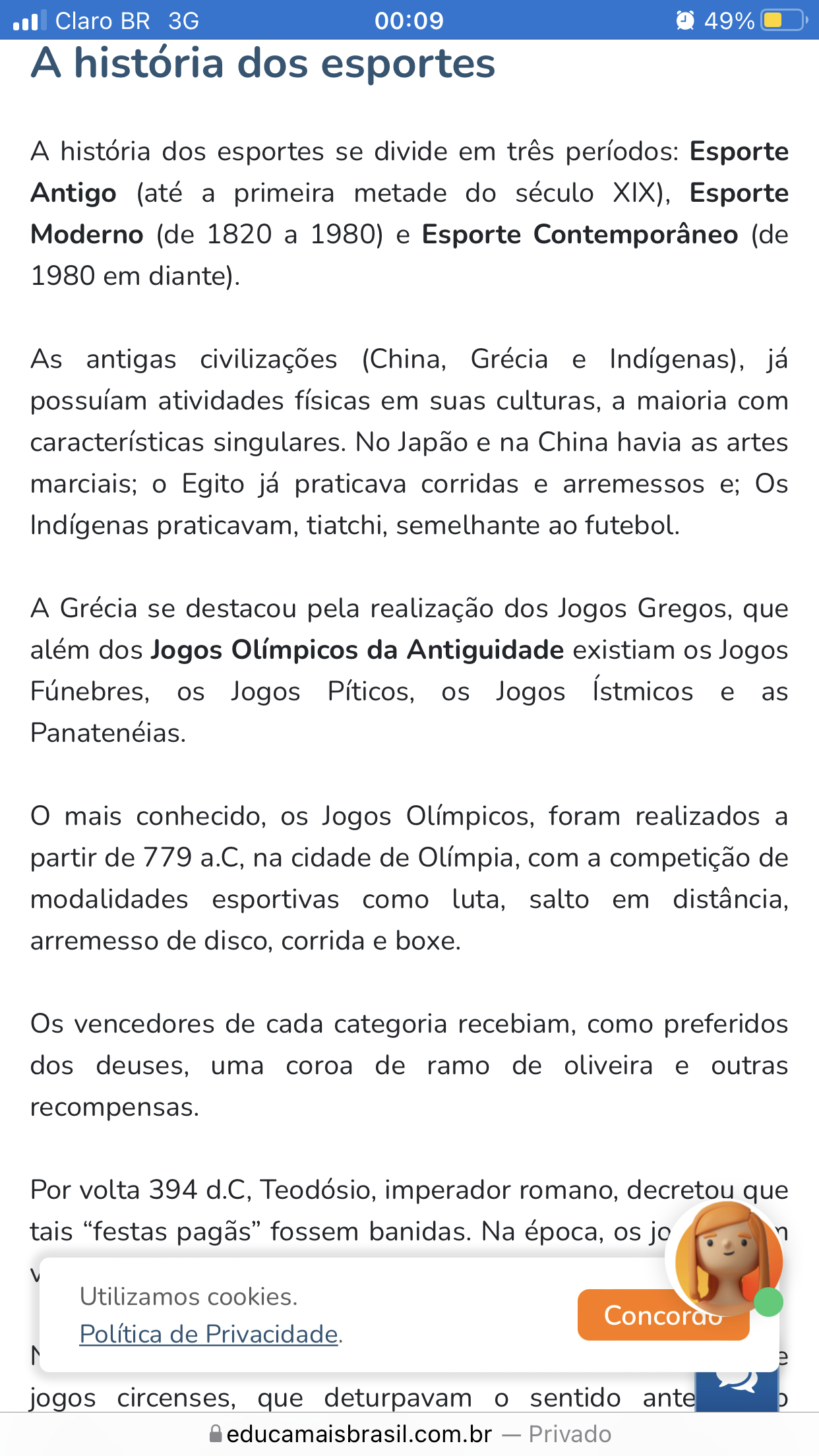 História do esporte - Educação Física