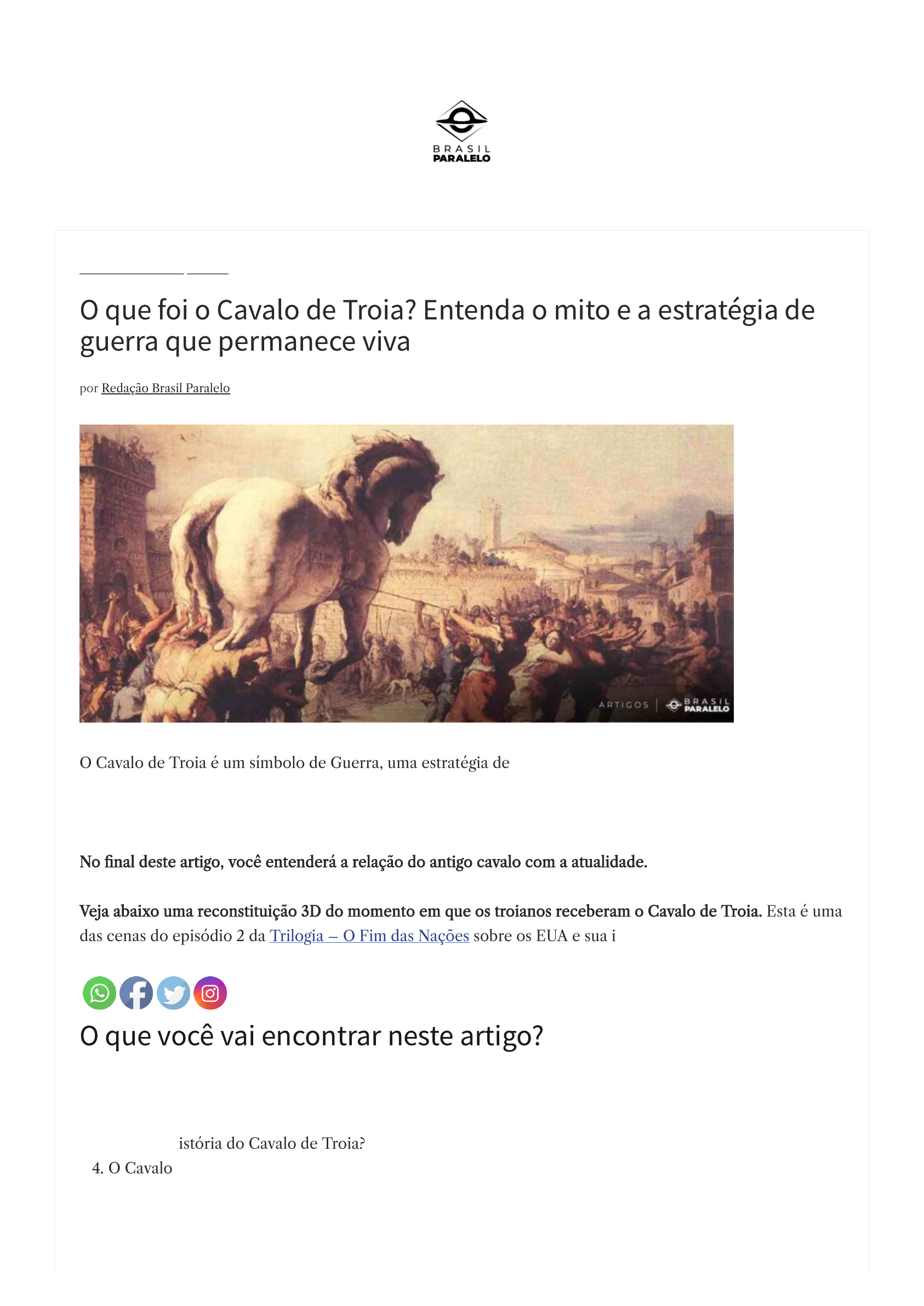 Cavalo de Troia História do Mito e a Estratégia Aplicada Hoje - Livros