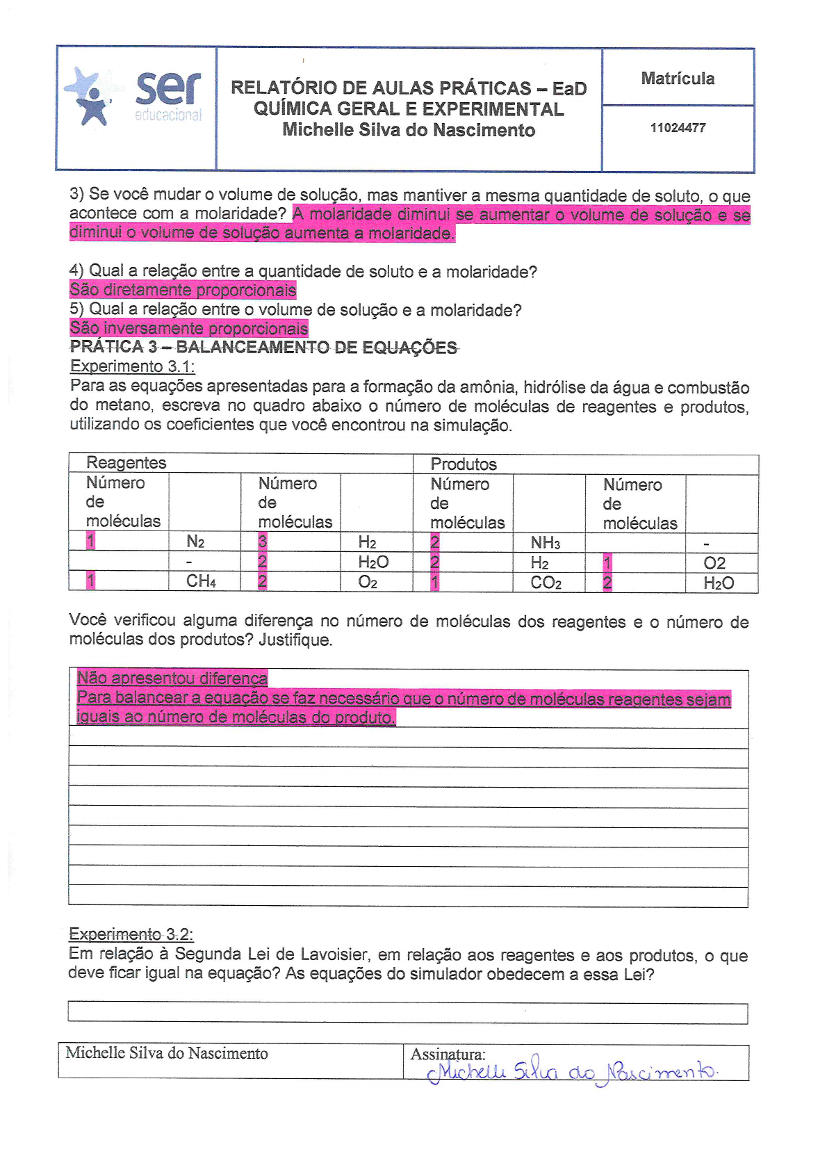 Relatório De Aulas Práticas Ead Química Geral Experimental 7534