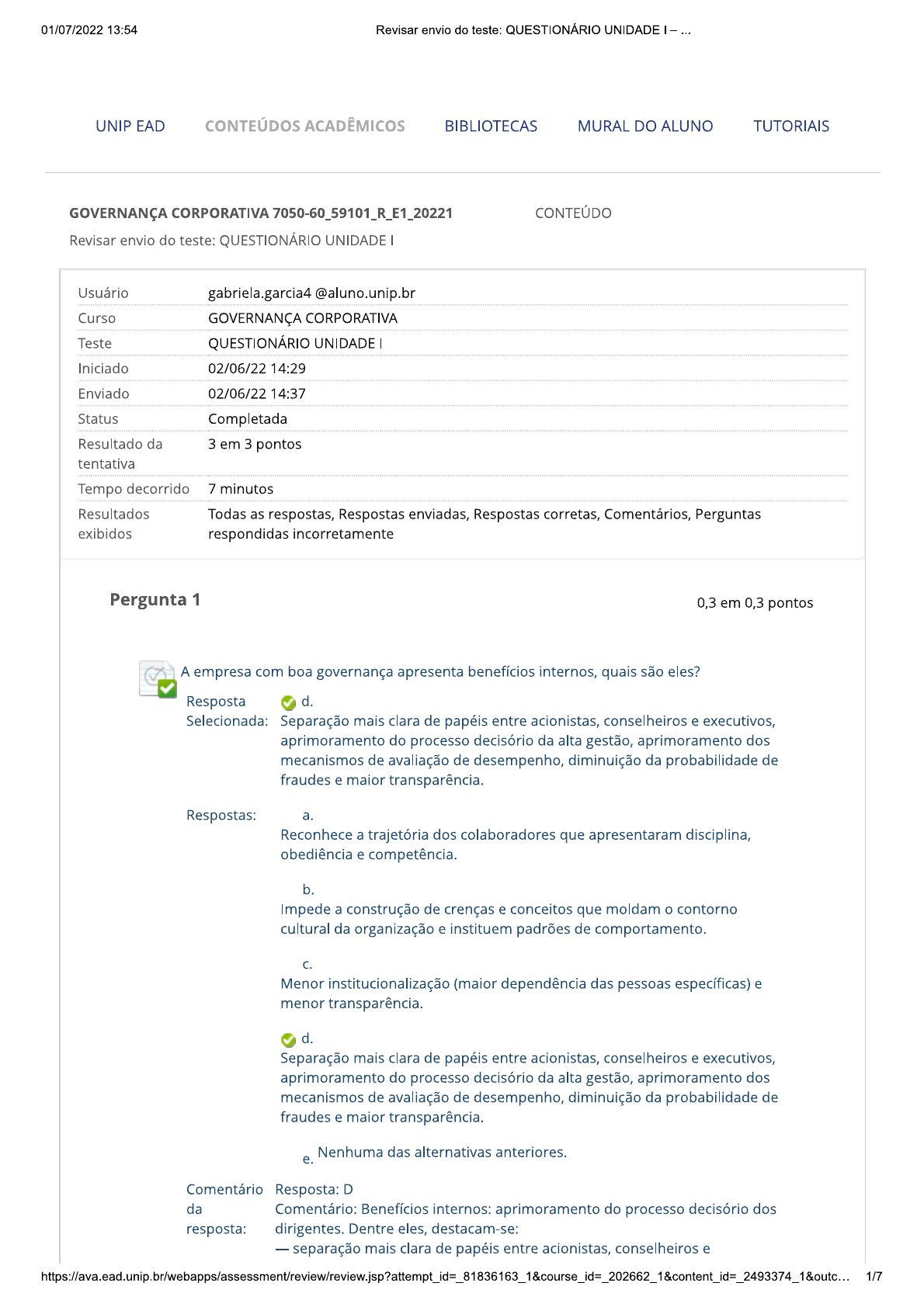 Questionário em Governança Corporativa - Governança Corporativa