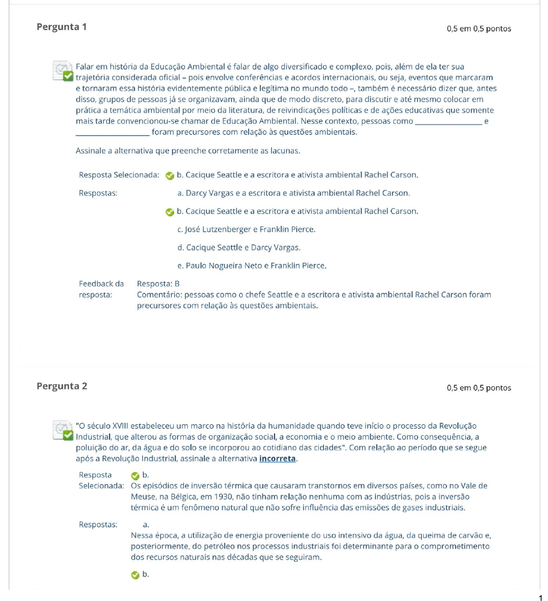 Teste Unidade I - Educação Ambiental - Educação Ambiental