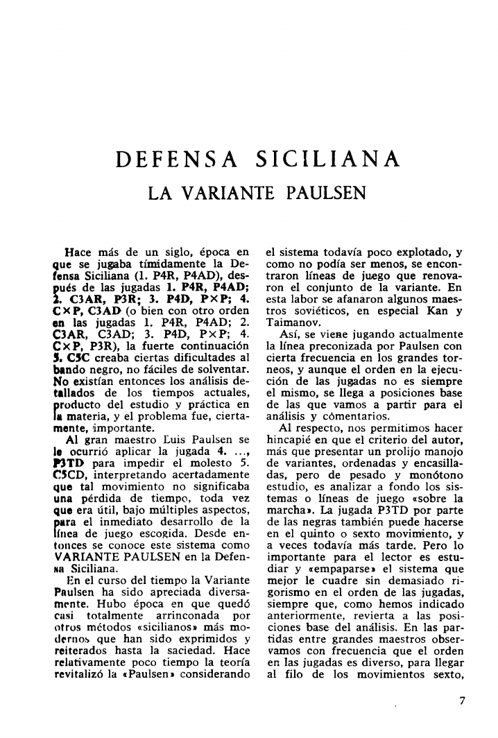 Defensa siciliana Variante Paulsen - Xadrez