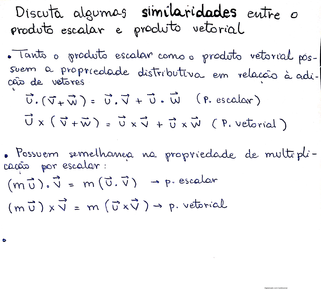Resumo esquemático produto escalar x produto vetorial Eletrodinâmica Resumo esquemático produto escalar x produto vetorial Eletrodinâmica